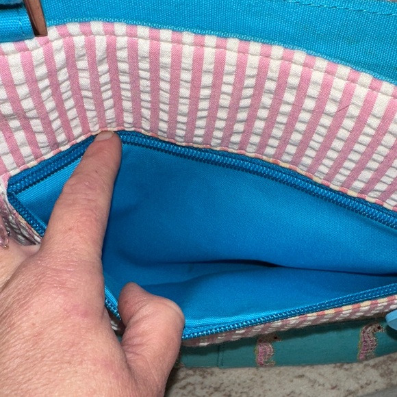 Braciano Pink and Teal Striped Bag - Picture 7 of 13